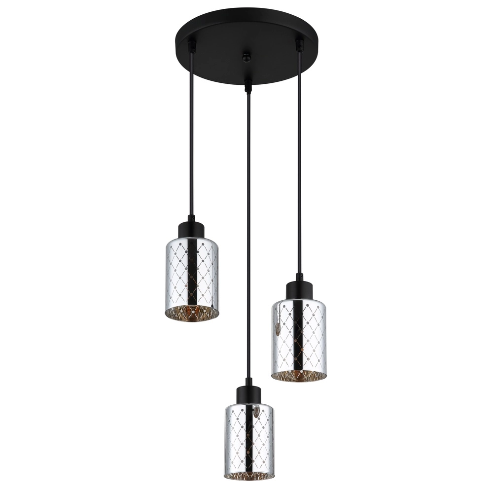 Design hanglamp Alonso 3-lichts zwart rond Globo 9007371578252