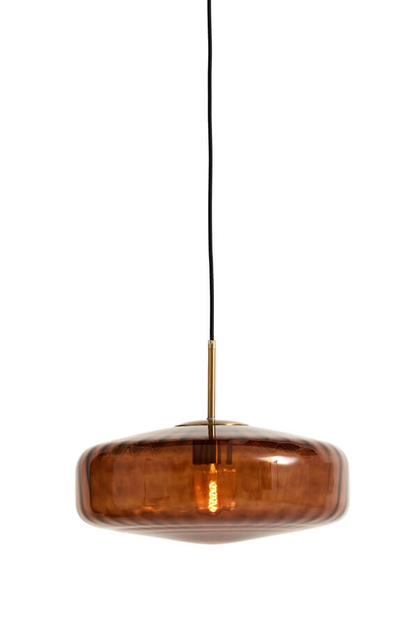 Hanglamp Pleat goud met bruin Ø 30cm