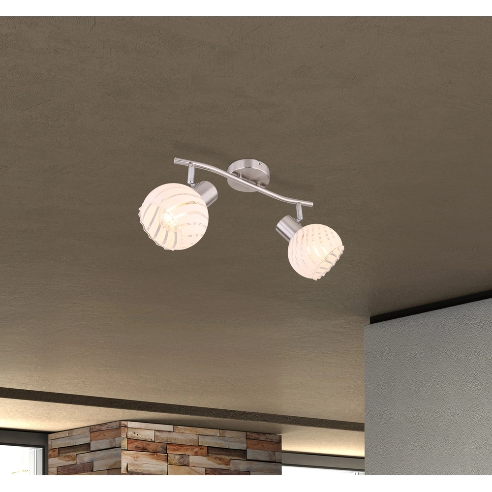 Plafondlamp Willy nikkel 2-lichts Globo 9007371406104