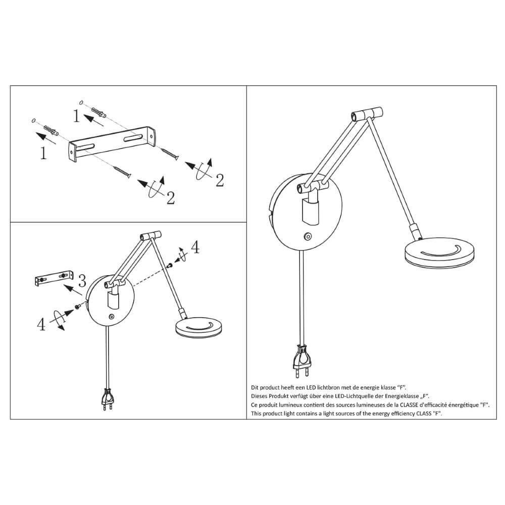 Wand leeslamp Soleil met stekker Steinhauer 8712746147452