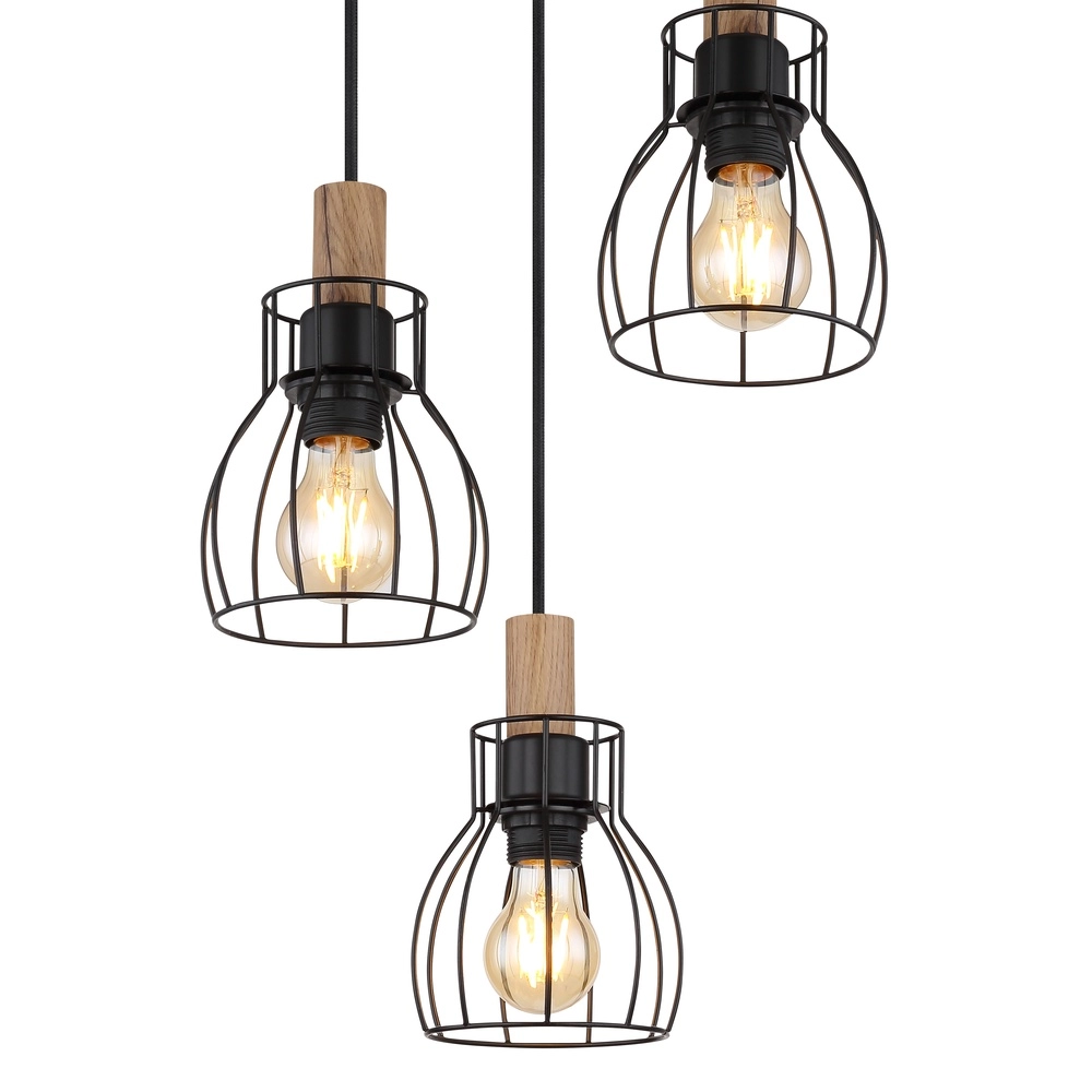 Landelijke hanglamp Mina 3-lichts rond Globo 9007371432431