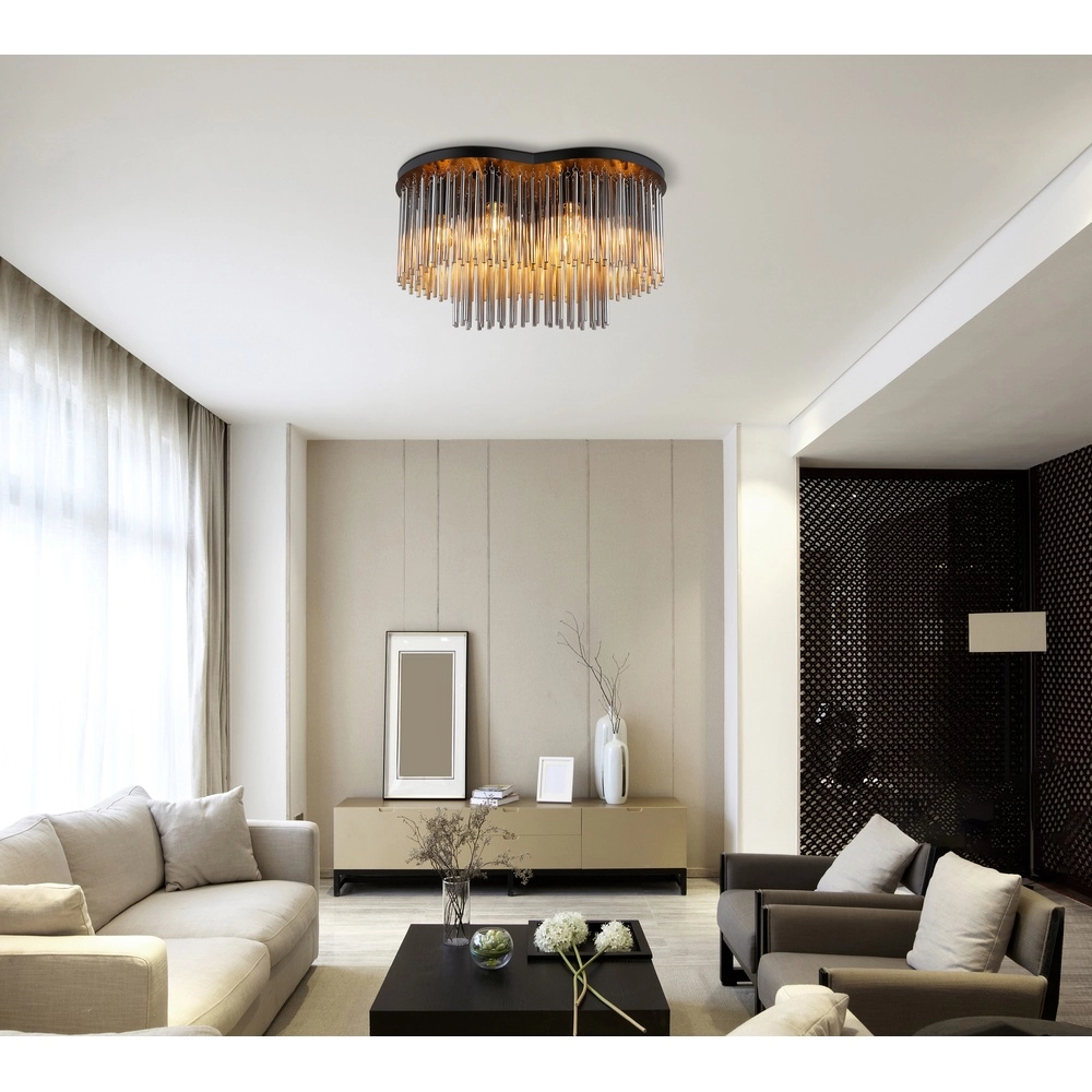 Plafondlamp Gorley zwart met glas staafjes Globo 9007371528622