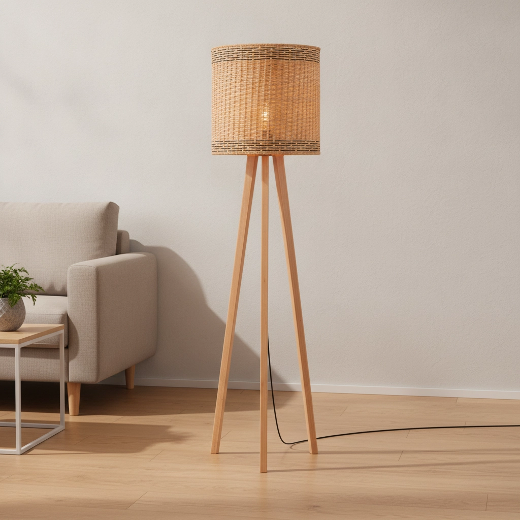 Vloerlamp Plette rotan