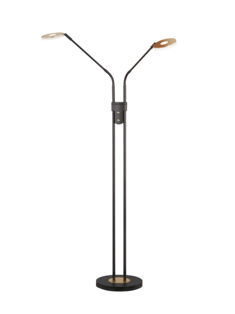 2-lichts leeslamp Dent zwart met goud