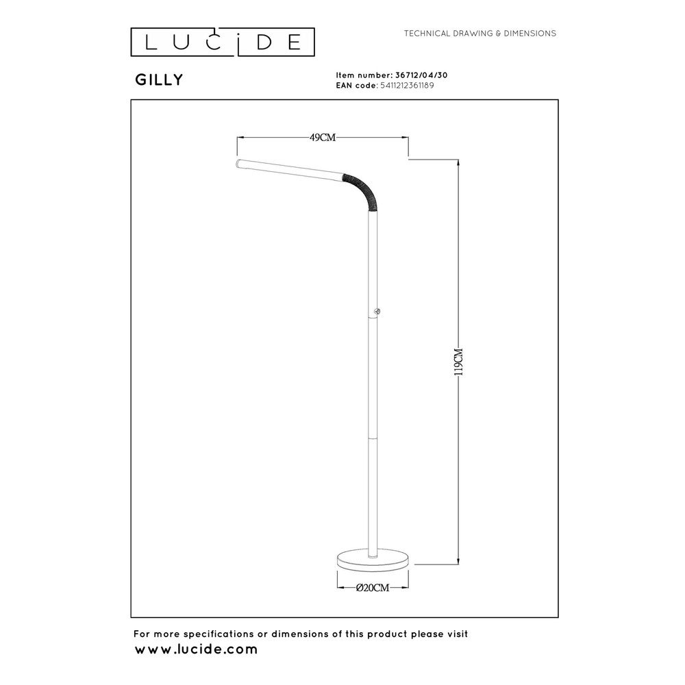 Oplaadbare leeslamp Gilly zwart Lucide 5411212361189