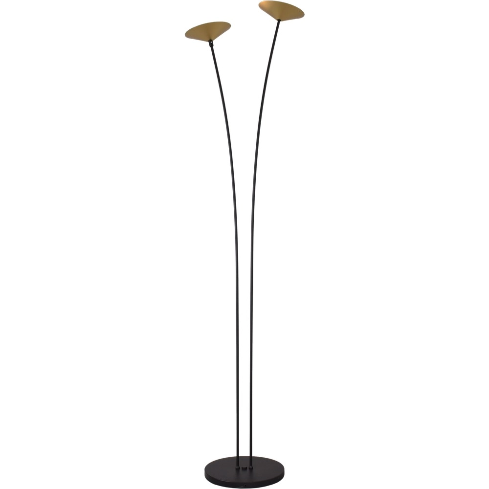 2-lichts vloerlamp Ceppo zwart met goud