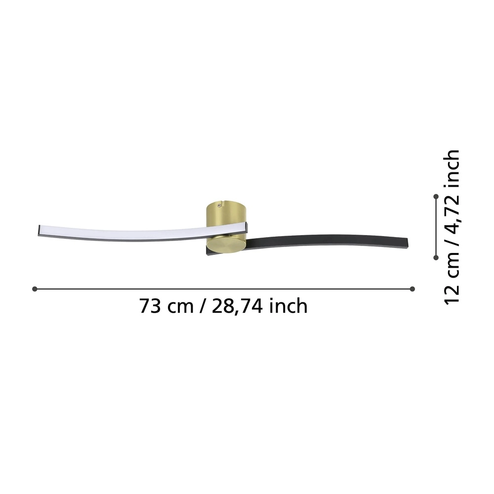 Slanke led plafondlamp Aieta 72cm - zwart met goud Eglo 9008606316090