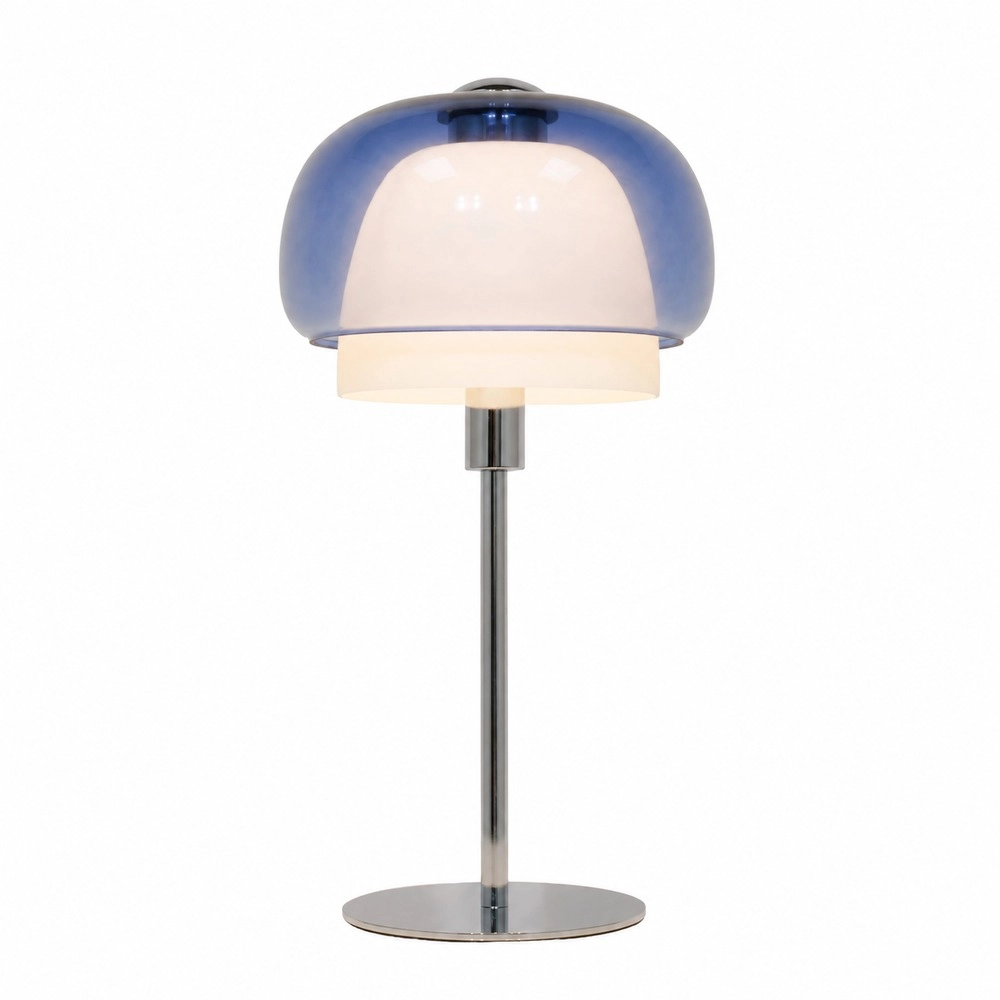 Design tafellamp Belomontejo chroom met blauw