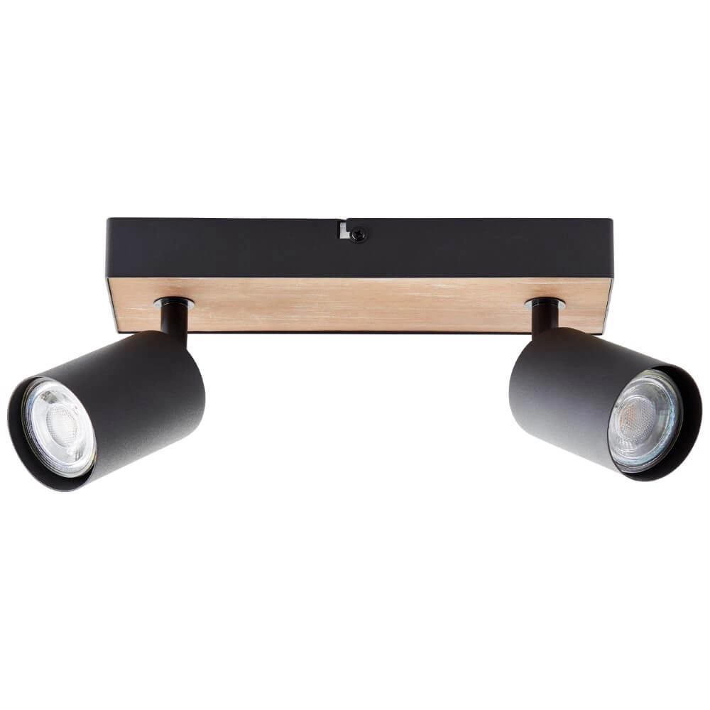 2-lichts lamp Jello Wood zwart met hout Brilliant 4004353428388