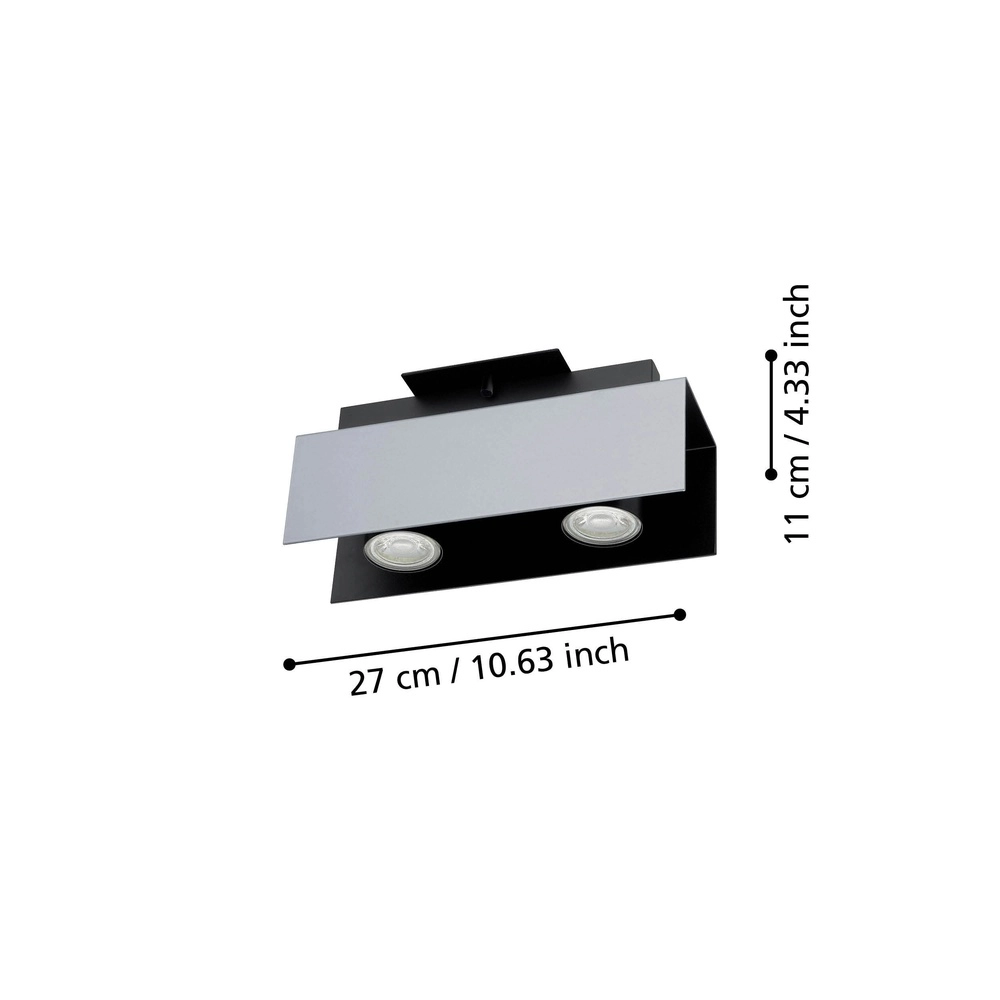 Plafondlamp Viserba 2-lichts wit en zwart Eglo 9002759973957