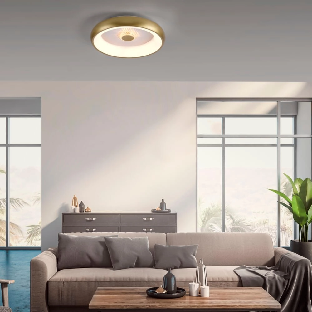 Ronde plafondlamp Vertigo messing Ø 46,5cm Just Light 4043689994716