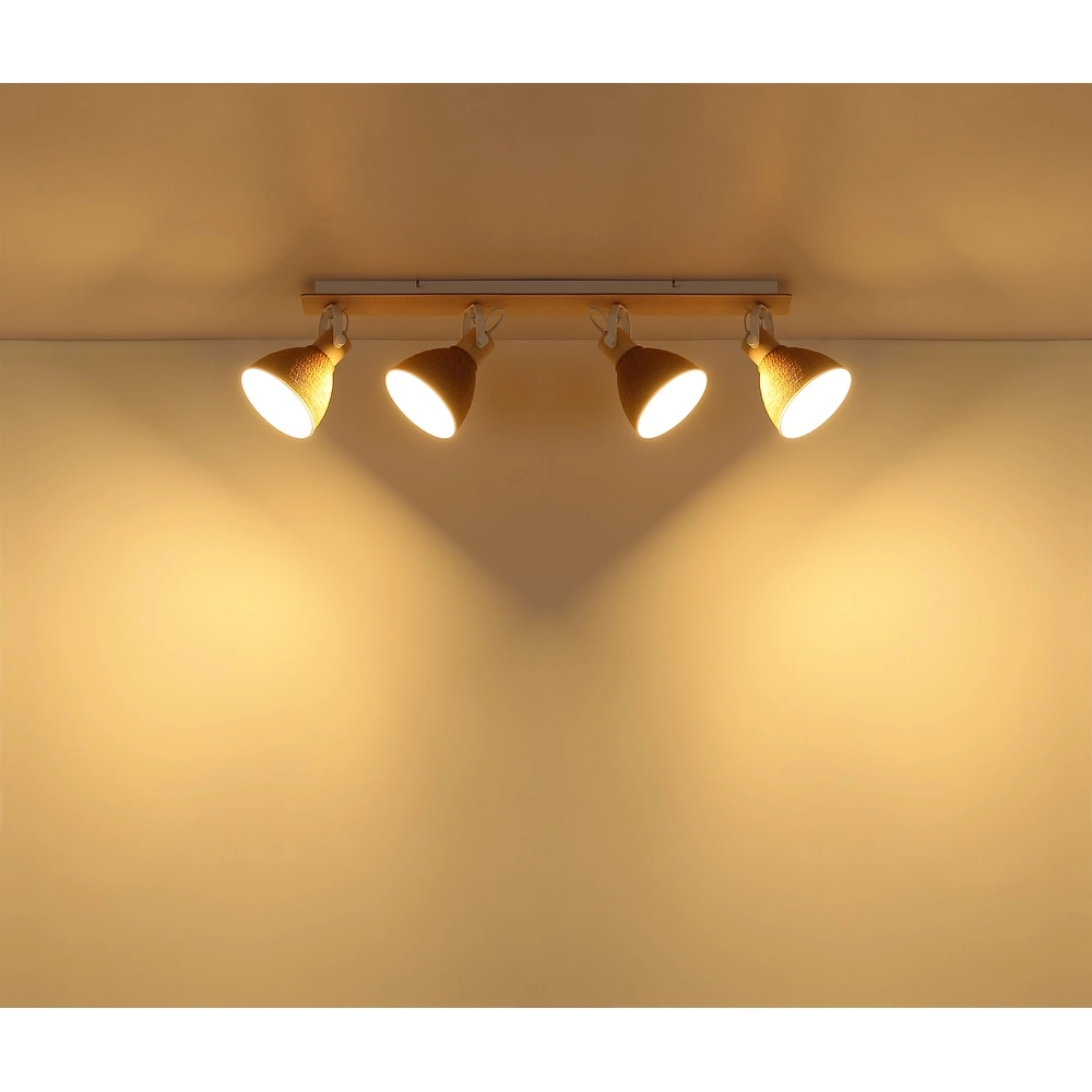 Plafondlamp Lyndon 4-lichts wit met rotan Globo 9007371589746