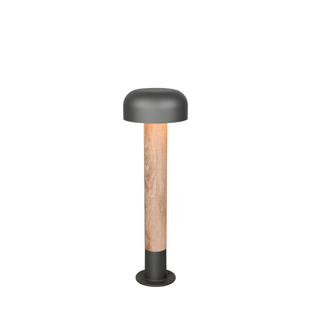Tuinlamp Fraser grijs met hout 54cm