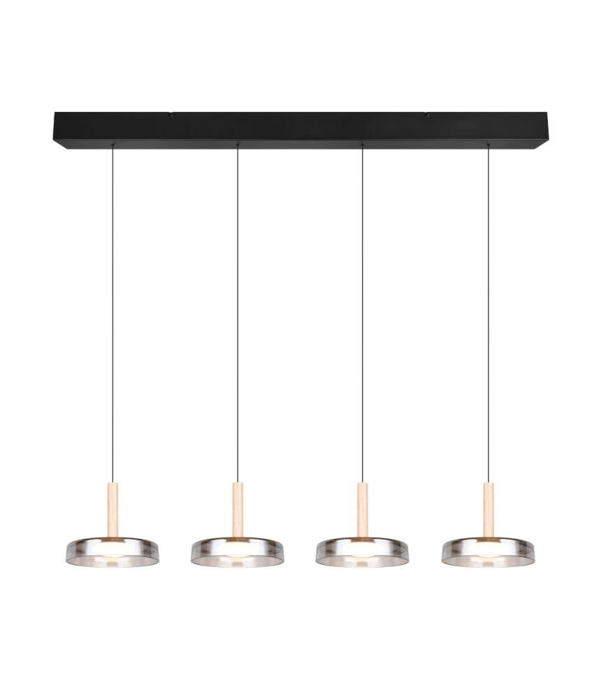 4-lichts led hanglamp Celeste smoke glas Trio 4017807616903