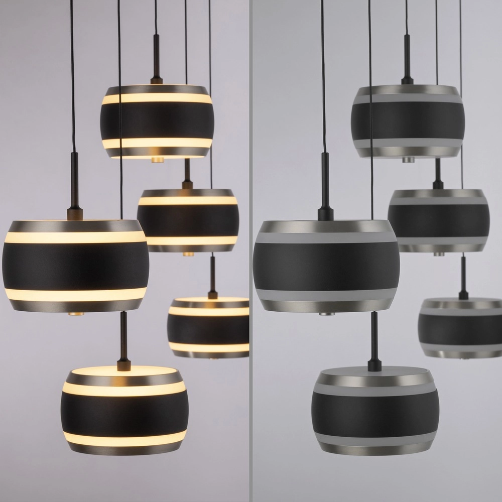 5L eettafel hanglamp Pure Falling Rings black pearl Paul Neuhaus 4012248396575