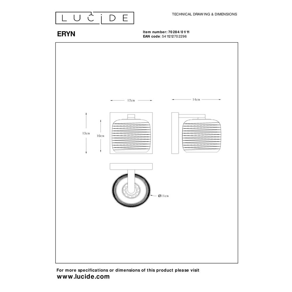 Wandlamp Eryn chroom Lucide 5411212702296
