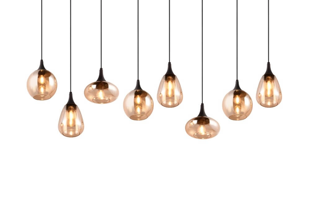 8-lichts hanglamp Lumina met amber glas Trio 4017807577679