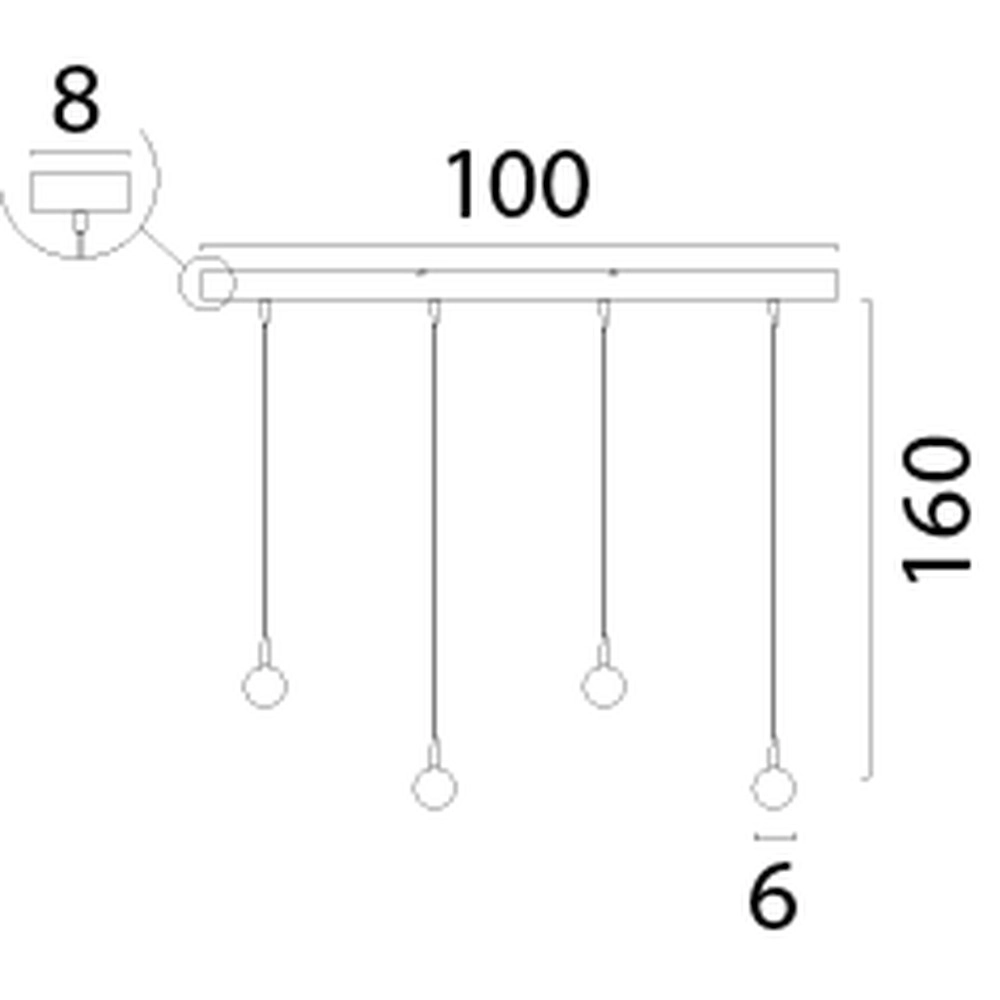 4-lichts hanglamp Talana zwart met nikkel Ø6cm DTW Masterlight 8718121352213