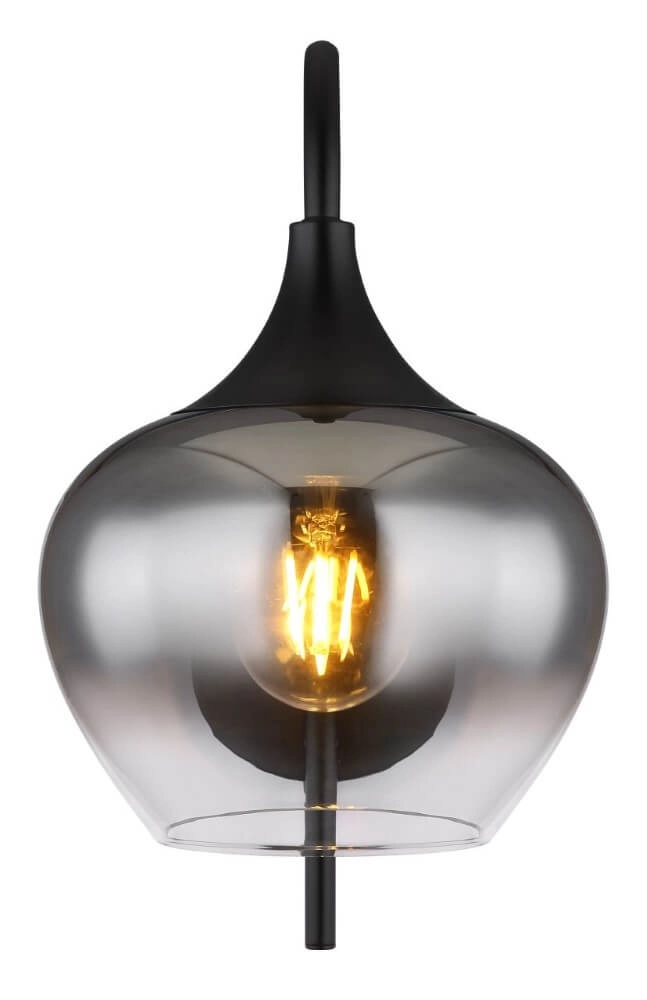 Zwarte wandlamp Maxy met smoke glas Globo 9007371451418