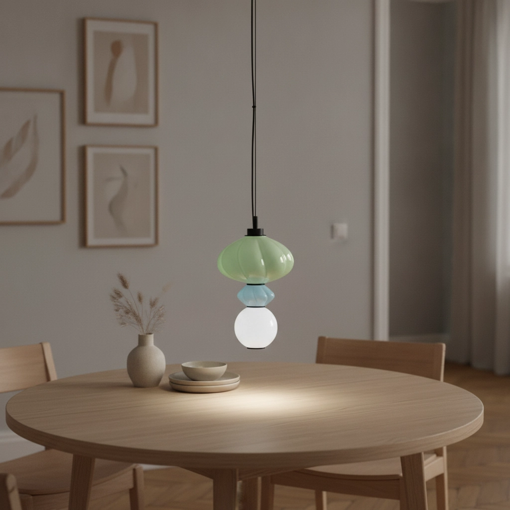 Hanglamp Oneta groen - blauw -wit