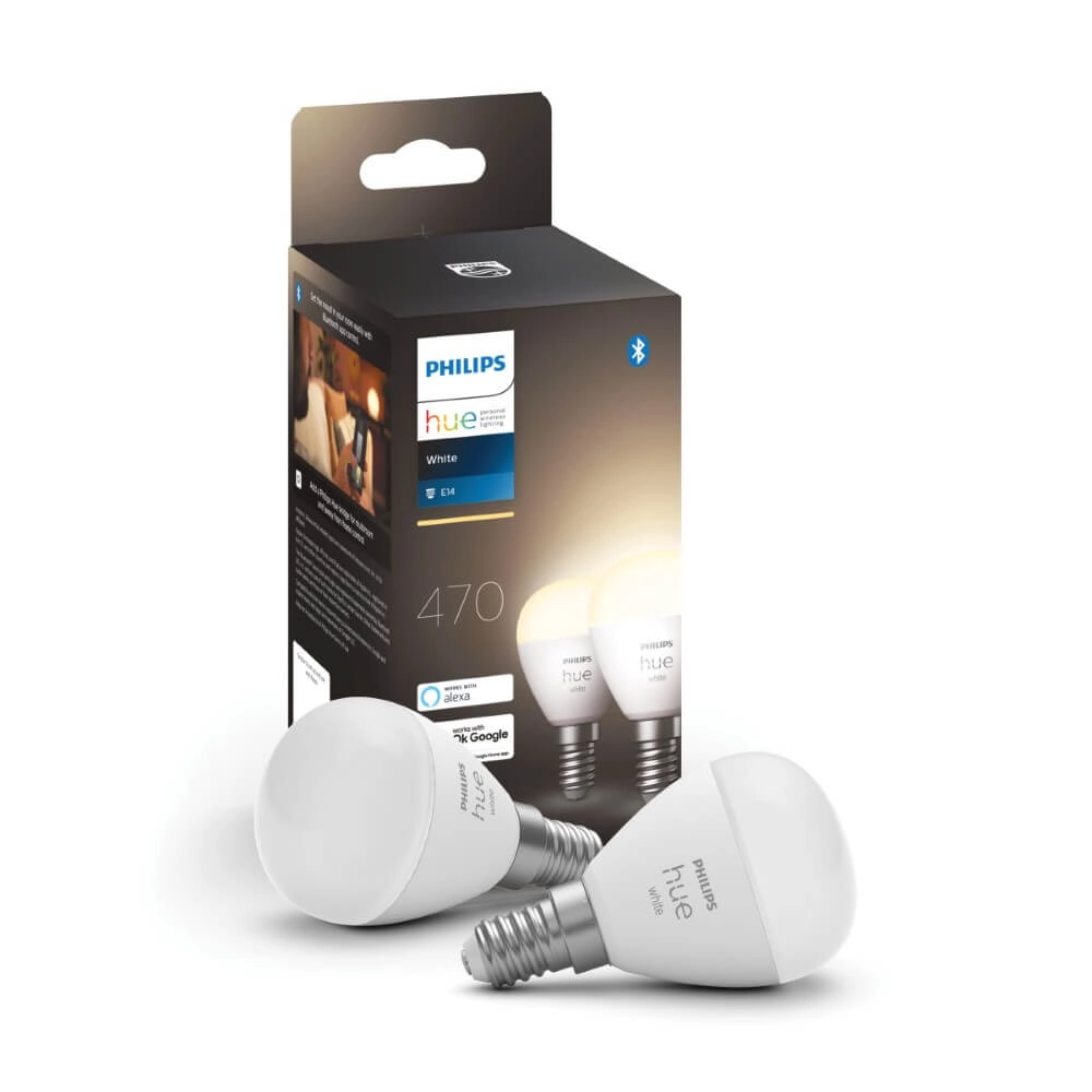 Lichtbron kogel Hue - E14 - 6W - White set van 2 Philips 8719514356771