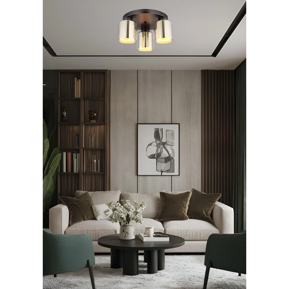 Design plafondlamp Felicia gunmetal 3-lichts Globo 9007371531950