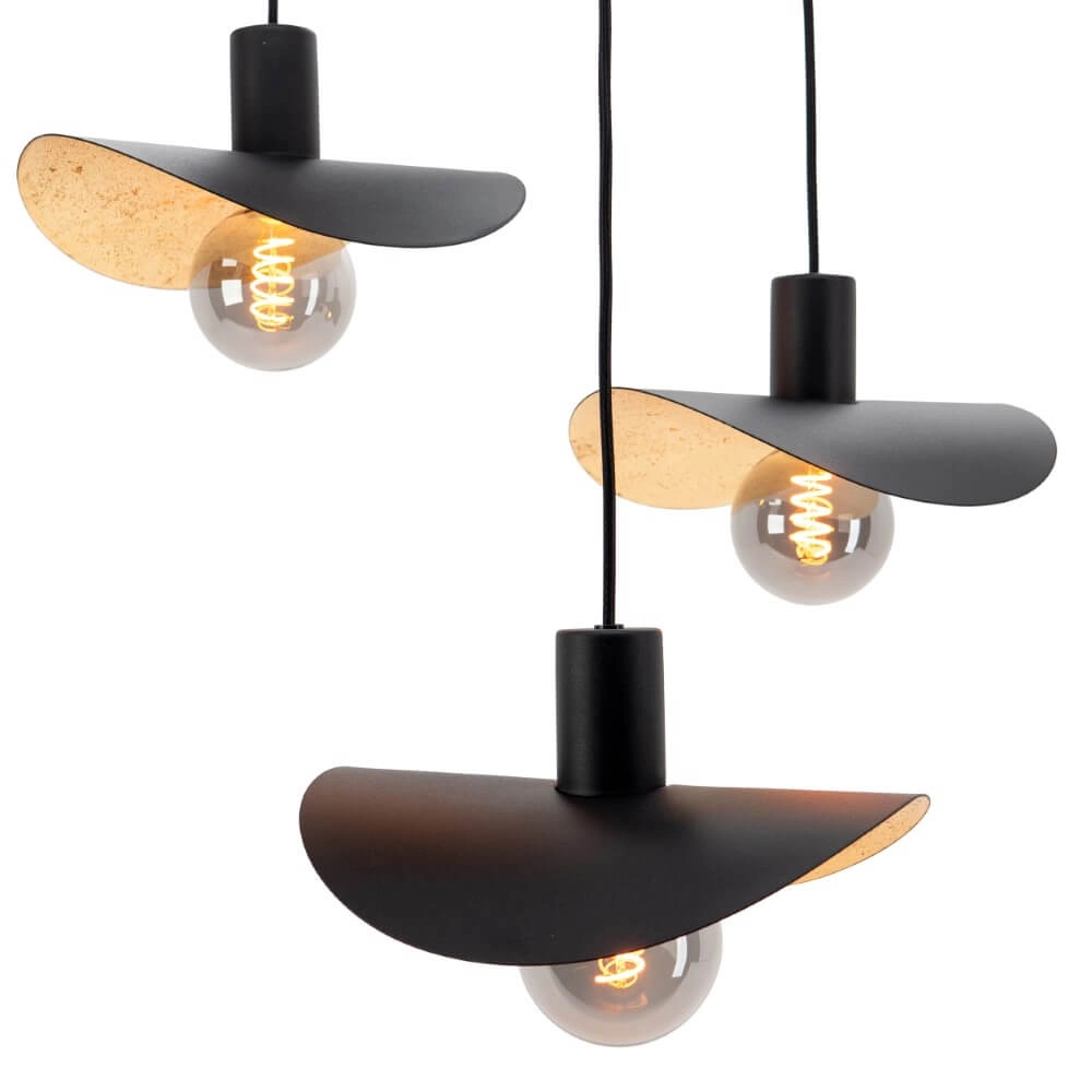 Zwarte hanglamp Saceda met goud 3-lichts Stars of Light 9008606292318