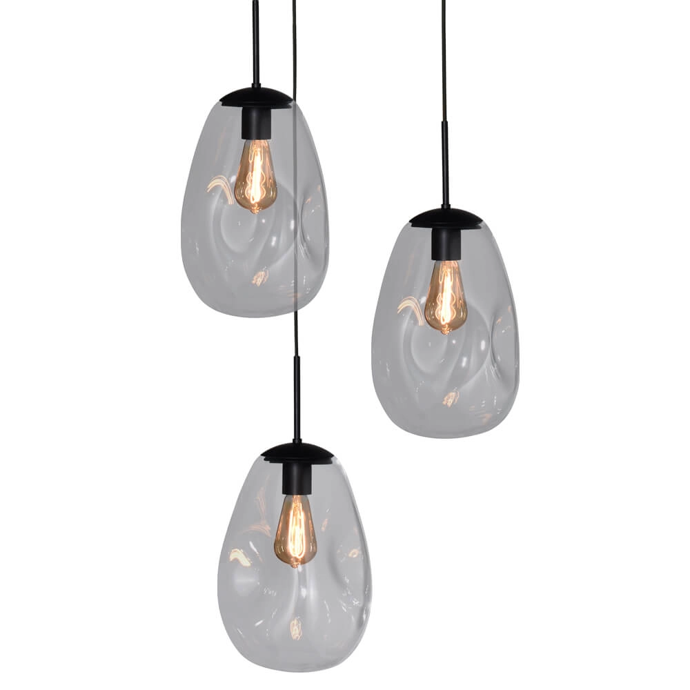 Pendel hanglamp Lava 3x helder glas Ø 22,5cm Masterlight 8718121286396
