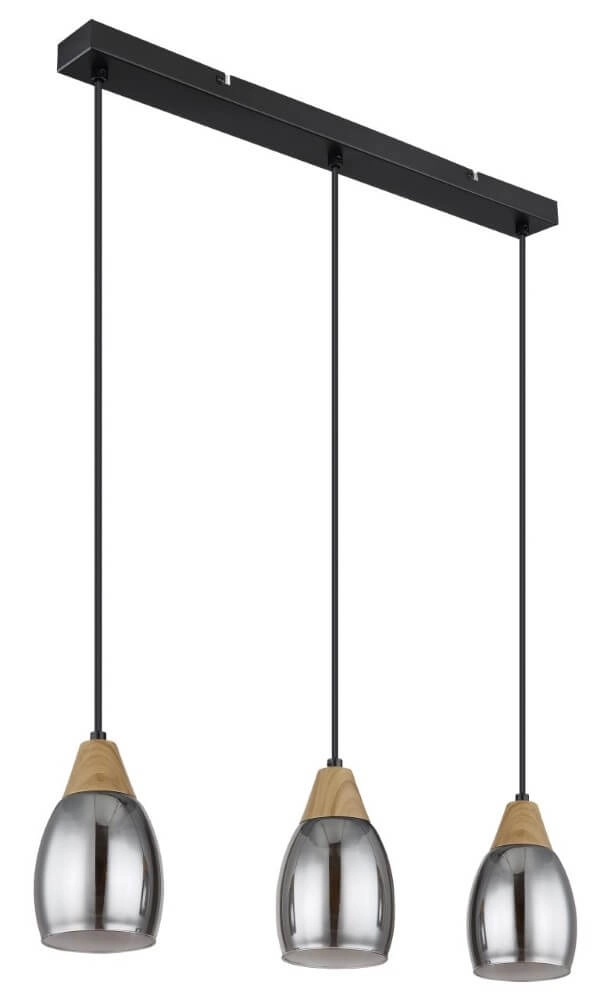 3-lichts hanglamp Reid smoke glas Globo 9007371441730