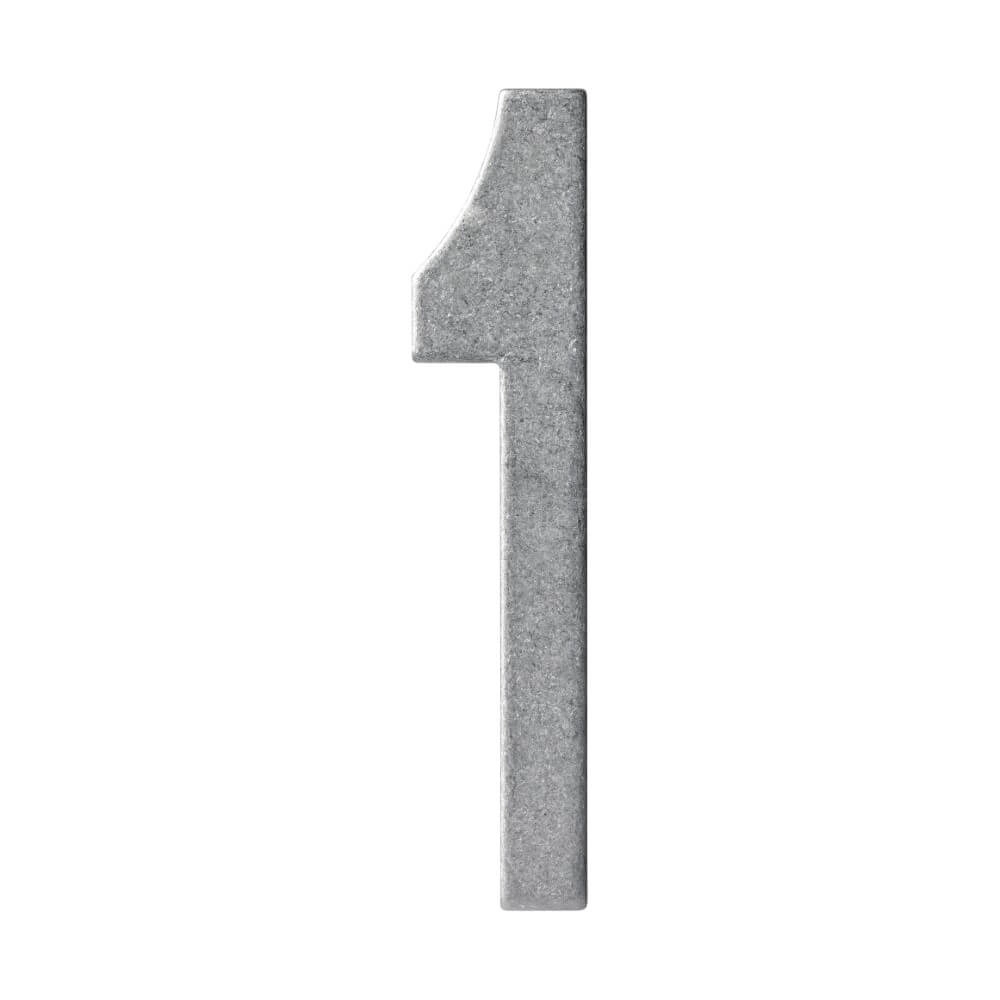 Huisnummer 1 Numbra 15cm RVS getrommeld