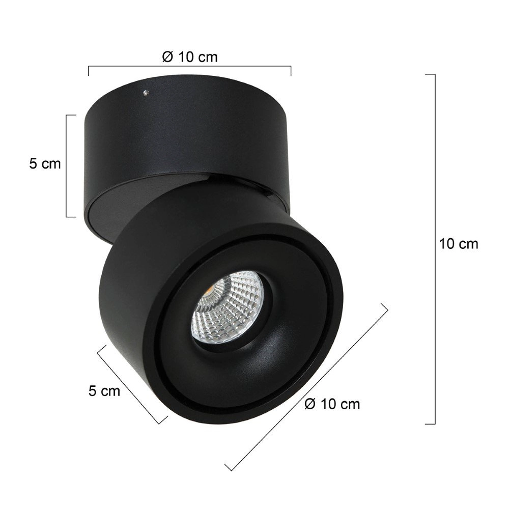 Strakke opbouwspot Fez Black zwart Steinhauer 8712746132496