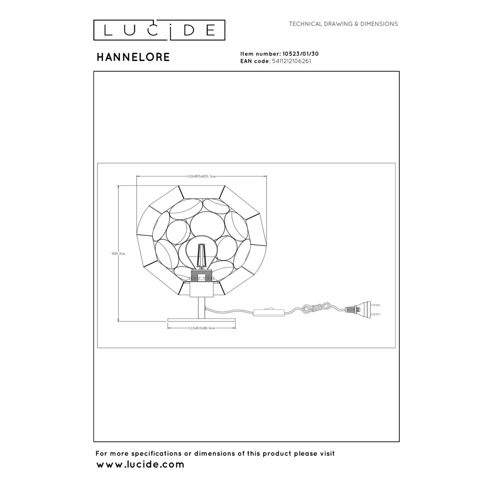 Tafellamp Hannelore zwart Lucide 5411212106261