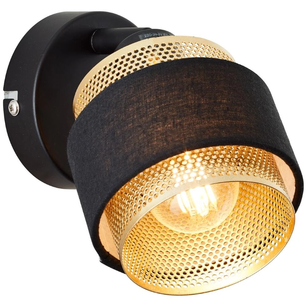 Zwart met gouden wandlamp Grove 1-lichts Brilliant 4004353424106