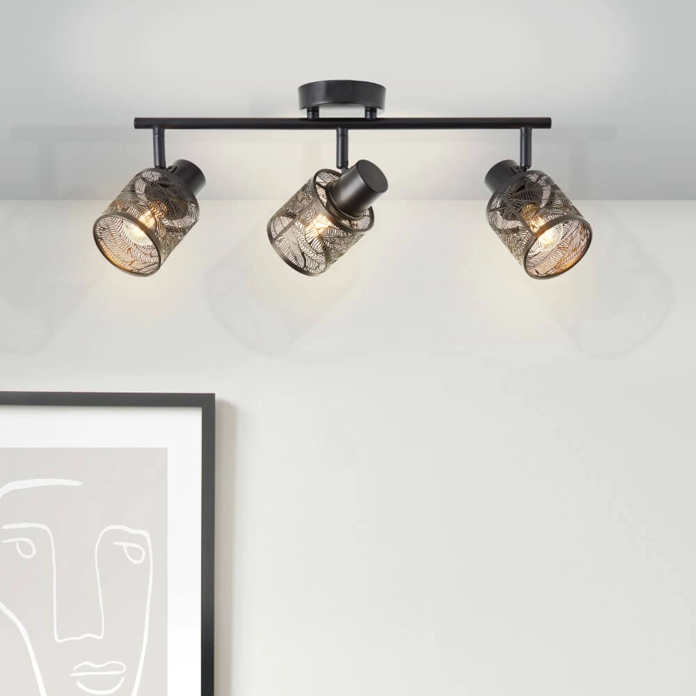 Zwarte plafondlamp Bano 3-lichts Brilliant 4004353413483