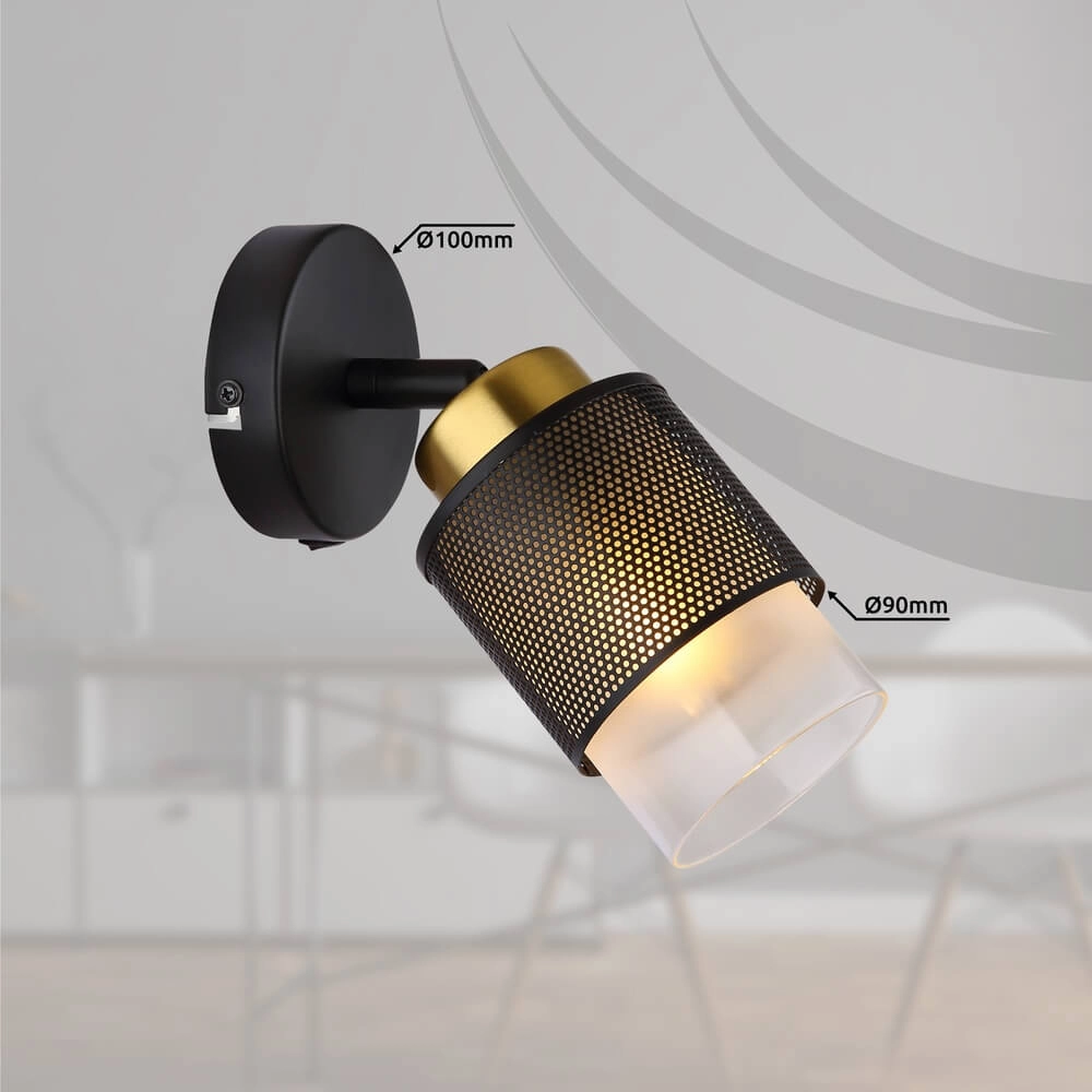 Wandlamp Olga zwart met gaas Globo 9007371446490