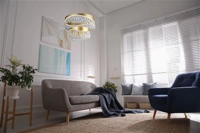 Hanglamp Jewel 2-rings goud met kristal Searchlight 5053423185385