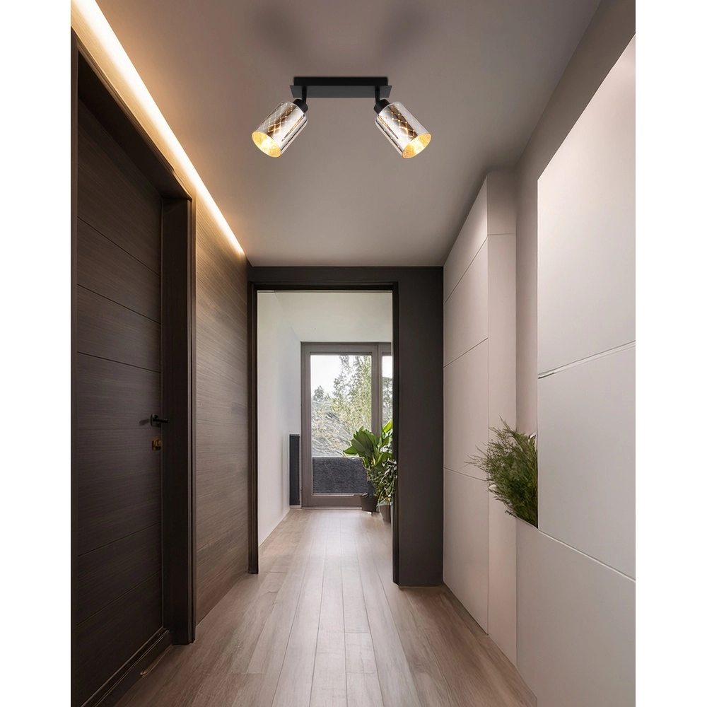 Design plafondlamp Alonso 2-lichts zwart Globo 9007371566259