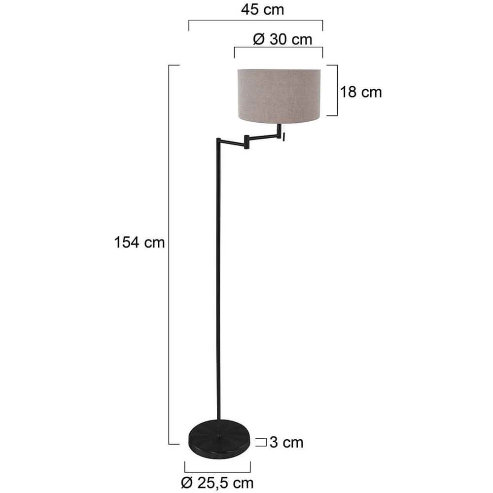 Vloerlamp Bella zwart met grijze kap Steinhauer 8712746174632