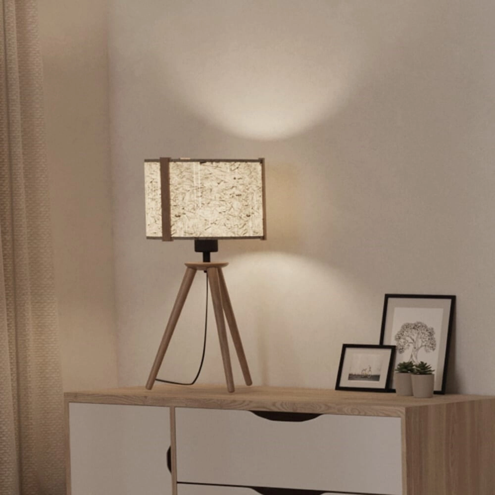 Tafellampje Tripod Hontongas hout met beige kap Stars of Light 9008606274642