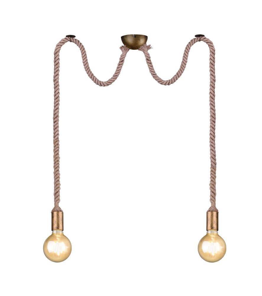 Hanglamp Cord touwlamp 2-lichts brons
