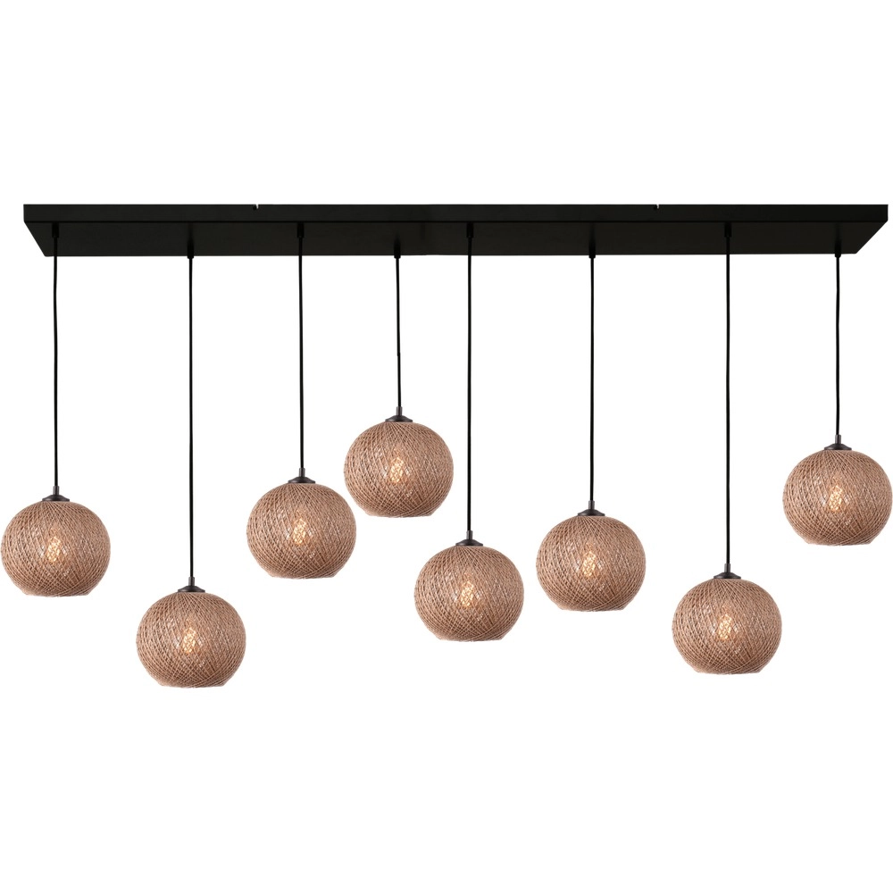 8-lichts hanglamp Corda rotan Ø 20cm