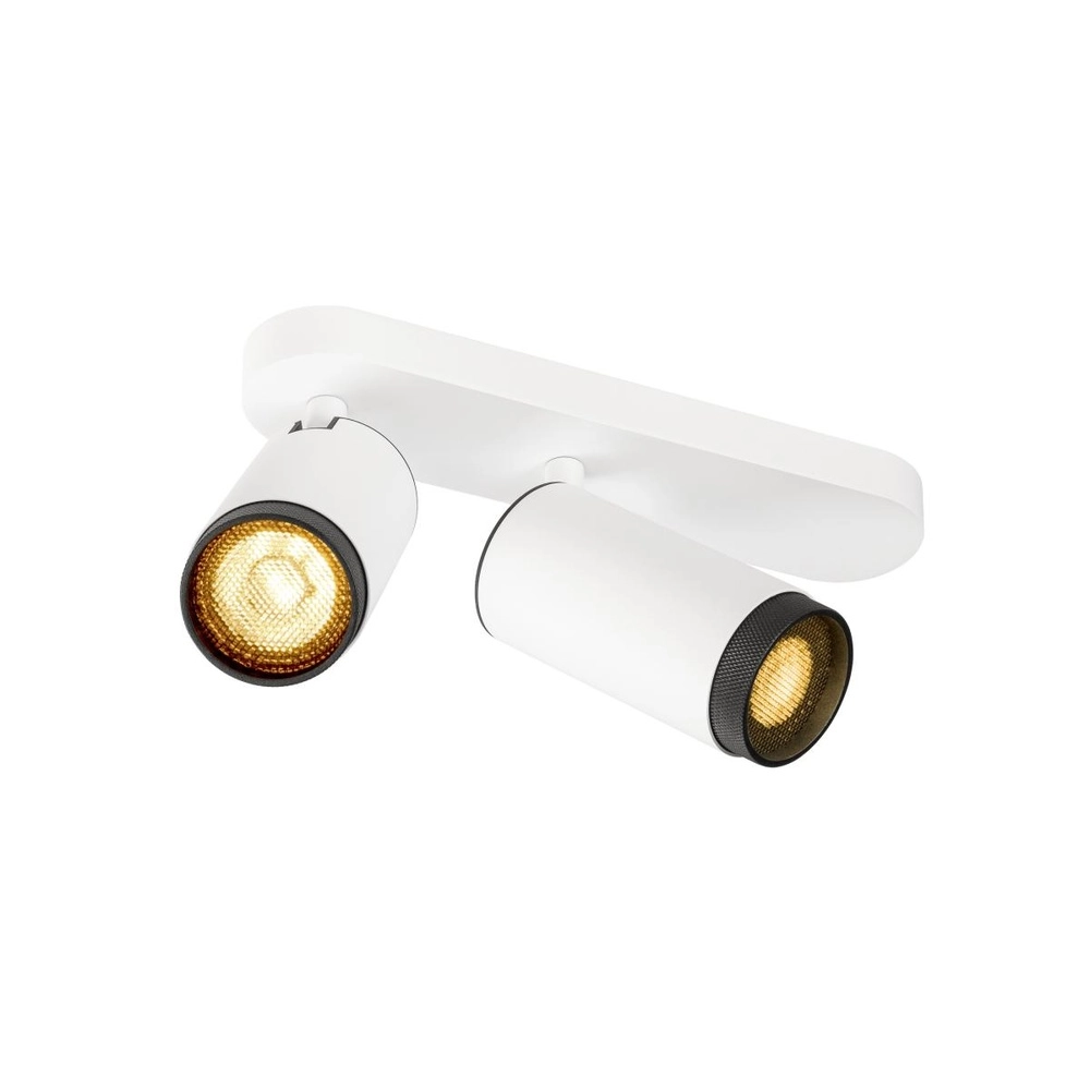 Opbouwspot Grip! L 2-lichts wit met zwarte ring
