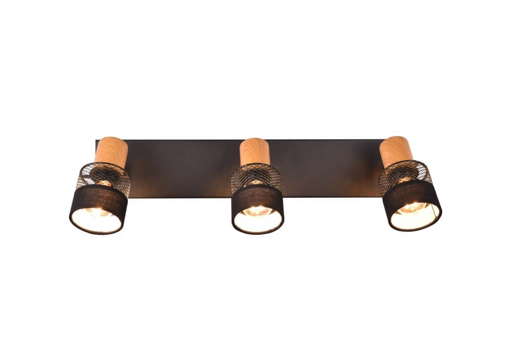 3-lichts opbouwspot Nandini zwart met hout Trio 4017807581119