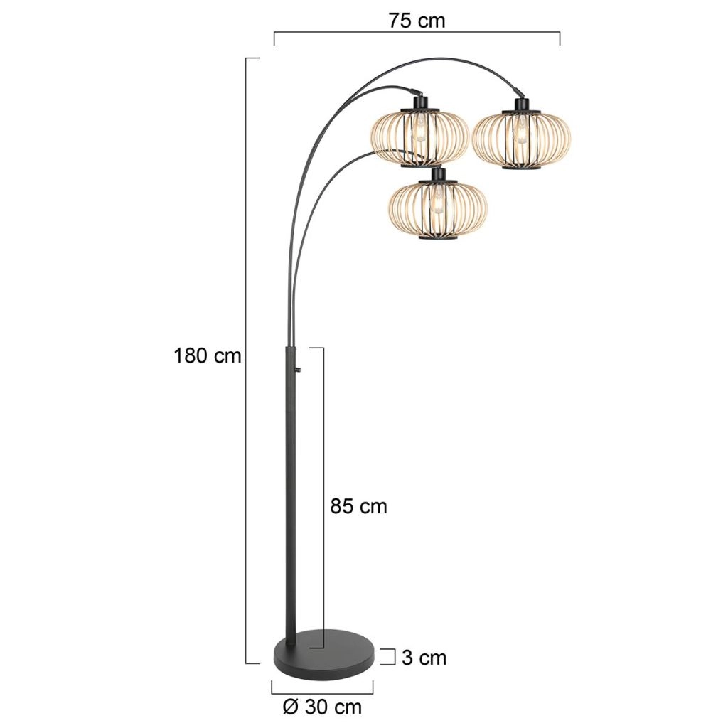 Vloerlamp Sparkled Light met bamboe kappen Steinhauer 8712746182897