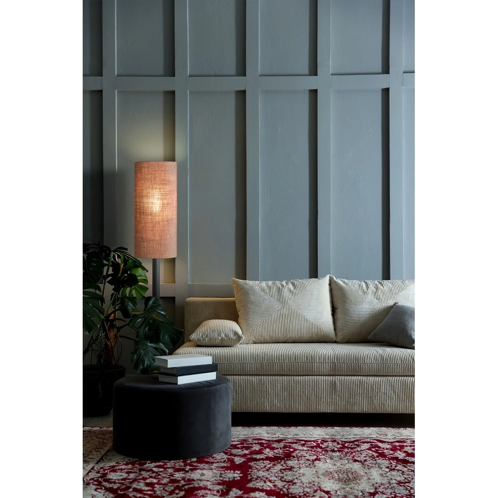 Vloerlamp Lisbourg zwart met tan beige kap Masterlight
