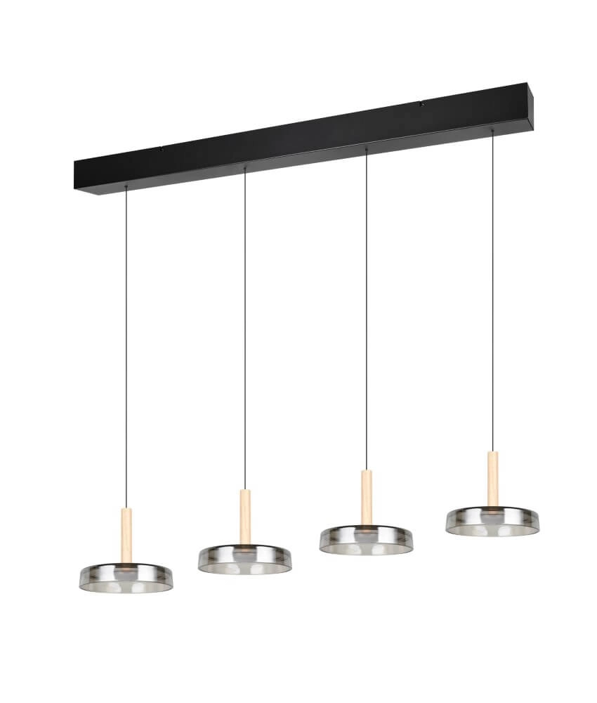 4-lichts led hanglamp Celeste smoke glas Trio 4017807616903