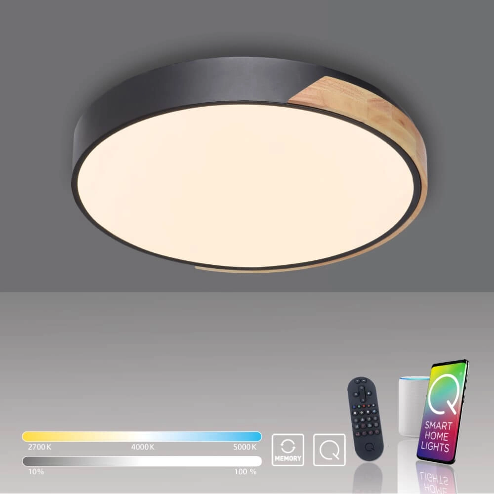 Ronde plafondlamp Q-Bila zwart Paul Neuhaus 4012248366219