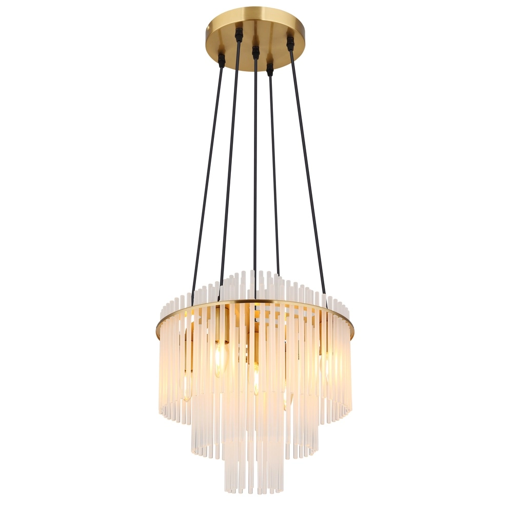 Hanglamp Ø 40cm Gorley goud met witte glas staafjes