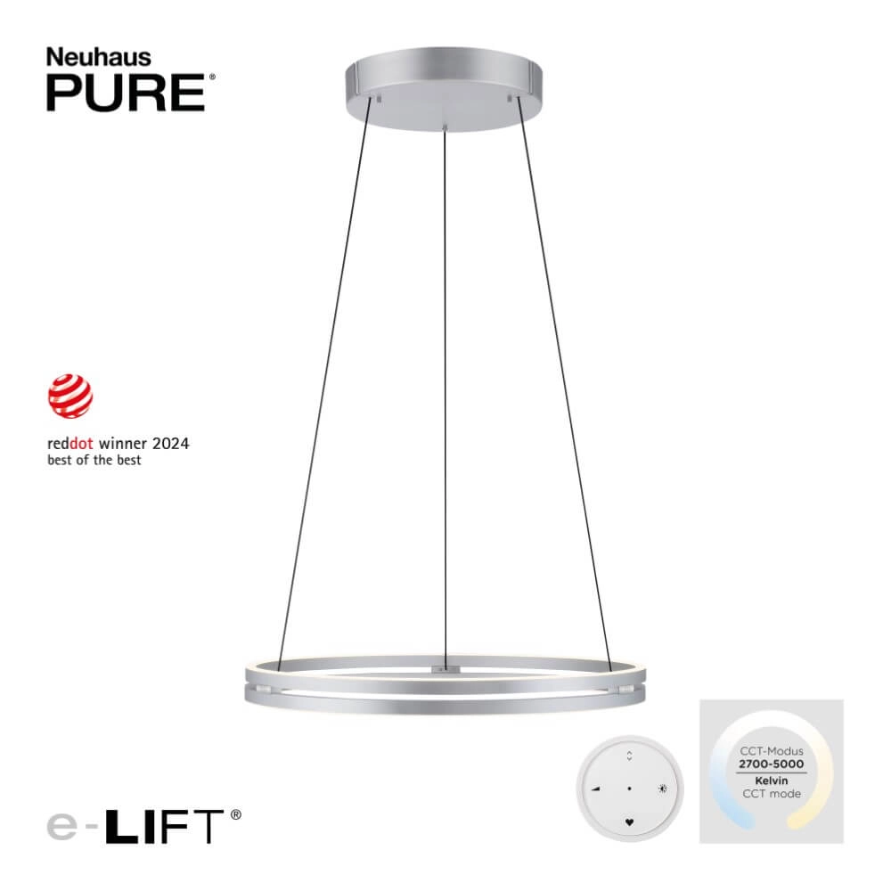Strakke hanglamp Pure E-Loop aluminium Ø 70cm Paul Neuhaus 4012248372302