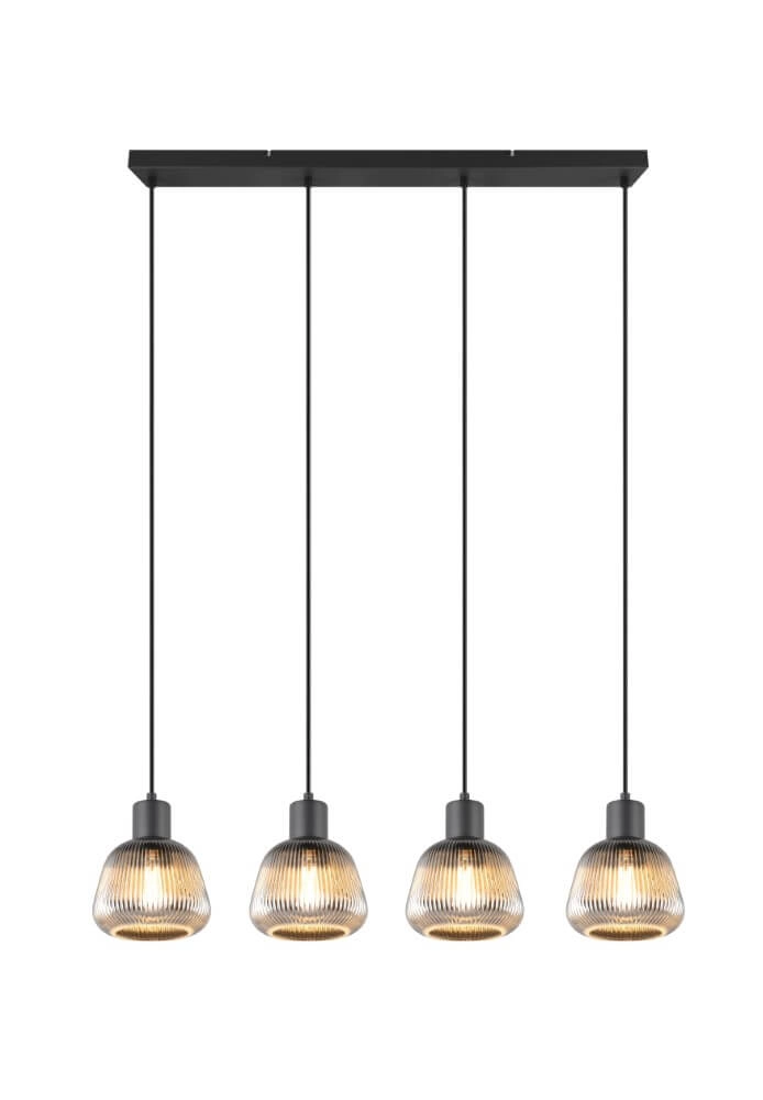 Eettafel hanglamp Tarifa met geribbeld glas Trio 4017807615814